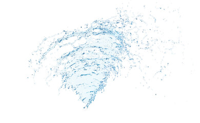 3d clear blue water scattered around, water splash transparent, 3d render illustration