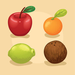 four fresh fruits healthy