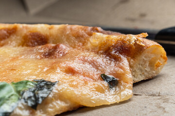 delicious stone pizza with mozzarella tomato and basil
