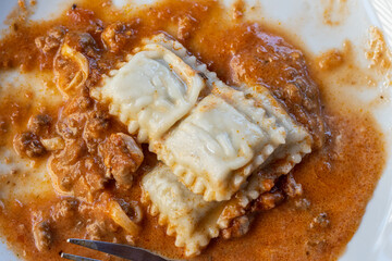 homemade ravioli in traditional restaurant