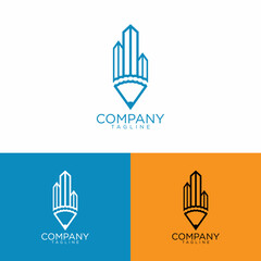 Fototapeta premium pencil building logo design and premium vector templates