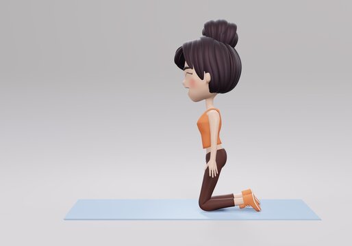 3d render, woman doing yaga exercise.