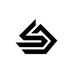 Letter S and J triangle geometric symbol simple logo vector