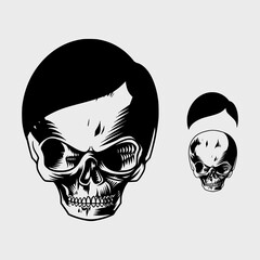 cute skull with split hair elements