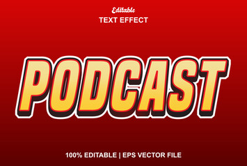 podcast text effect with 3d style and can be edited.