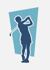 Female golf player silhouette icon, symbol sign vector illustration logo template Isolated for any purpose