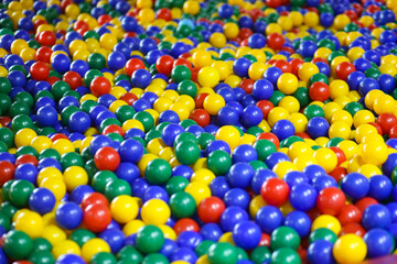 The background of colorfuled plastic balls in ball pit. 
