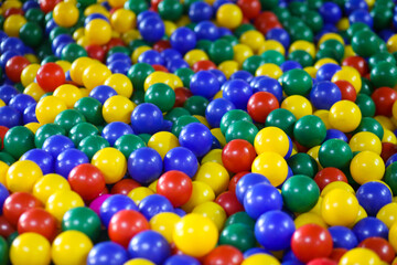The background of colorfuled plastic balls in ball pit. 