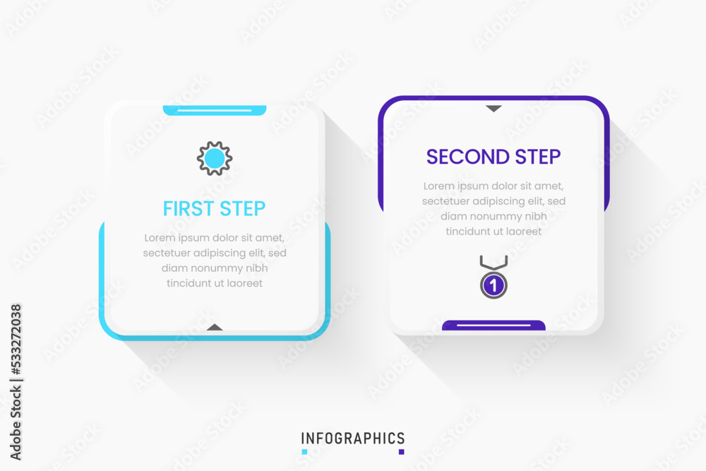 Wall mural vector infographic label design template with icons and 2 options or steps. can be used for process 