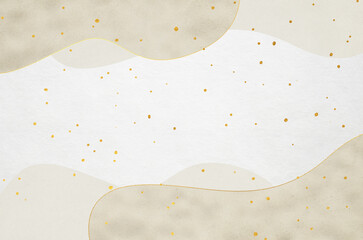 Graceful white Japanese "Washi" paper texture for backgrounds and frames. Designed with abstracted patterns of natural beauty in gold and gray beige.