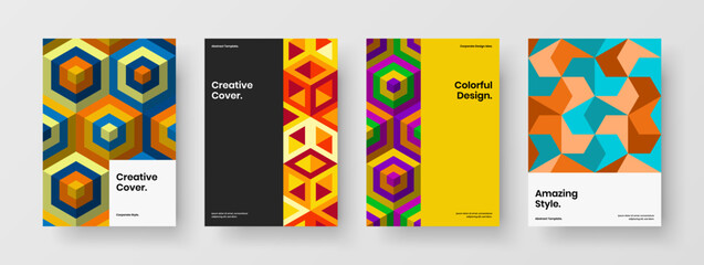 Fototapeta premium Creative annual report vector design layout set. Abstract mosaic shapes corporate identity concept composition.