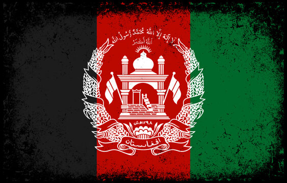 Old dirty grunge vintage afghanistan national flag illustration