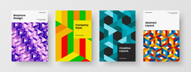 Obraz premium Bright corporate identity design vector layout composition. Clean geometric pattern flyer concept collection.