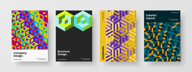 Obraz premium Multicolored mosaic tiles banner concept composition. Fresh front page vector design template set.