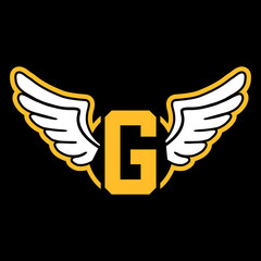 letter G and wings logo design