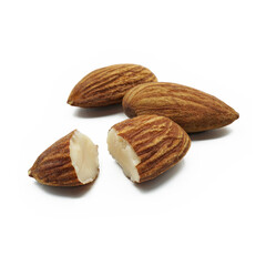 Almonds group, Isolated on white background