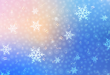 Light Pink, Blue vector background in Xmas style.