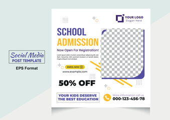 School admission post design or school admission template design vector illustration