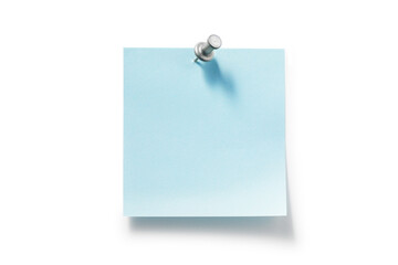 silver color pushpin and blue sticky notes