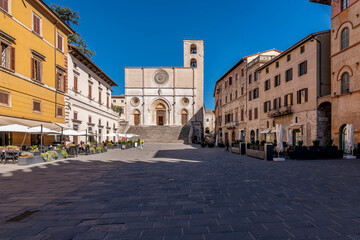 Fototapeta na wymiar The Duomo and Piazza del Popolo square, historic center of Todi, Perugia, Italy