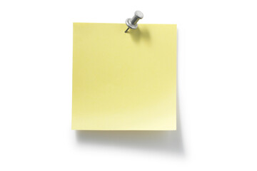  silver pushpin and yellow sticky notes