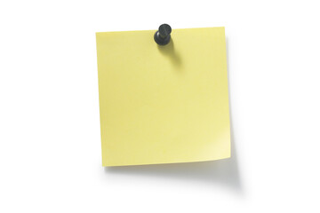  black pushpin and yellow sticky notes