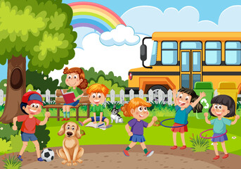 Obraz na płótnie Canvas Happy children at school playground