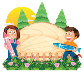 Empty board template with cartoon character