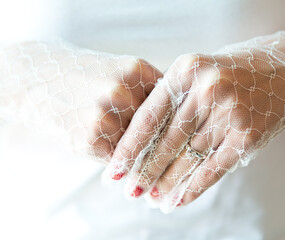 Wedding rings in woman hand.