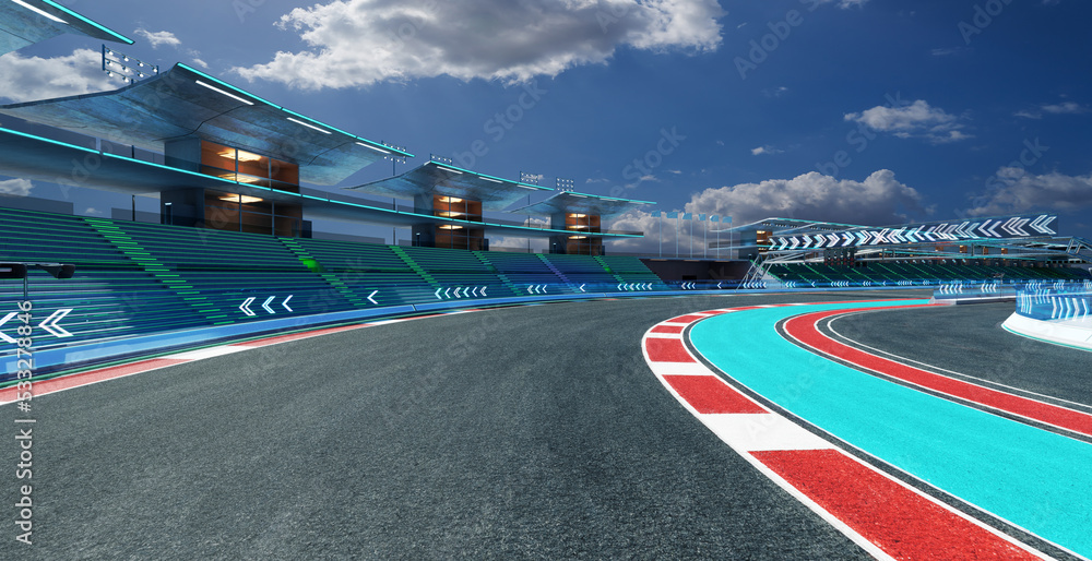 Aufkleber 3d rendering does not exist futuristic racetrack circuit