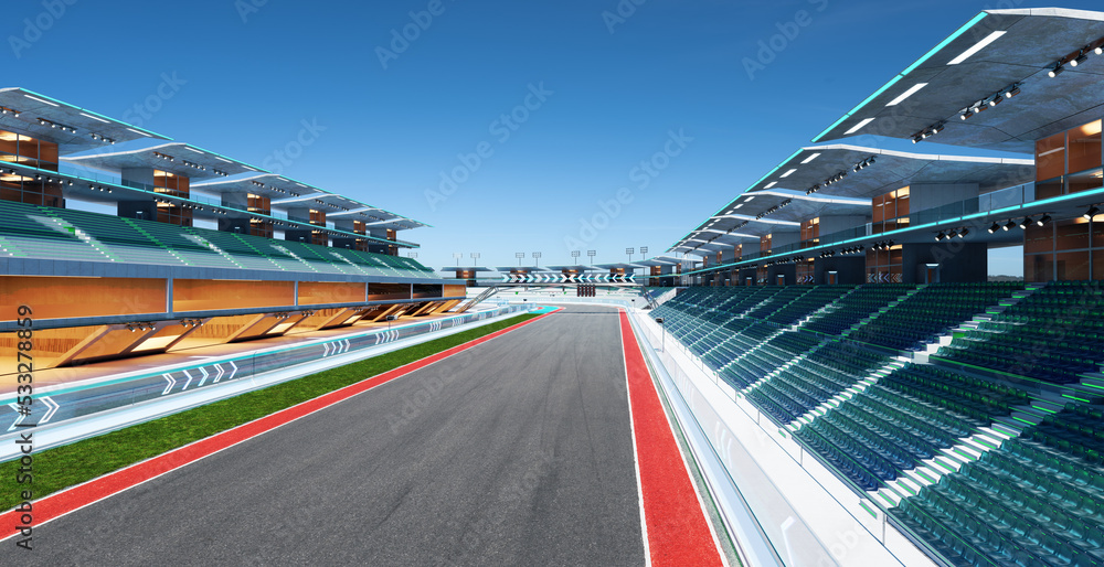 Poster 3d rendering does not exist futuristic racetrack circuit