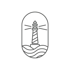 Light House Logo line art vector illustration design