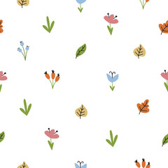 vector illustration with colorful plants, pattern. for fabric, packaging, textile, wallpaper, apparel.