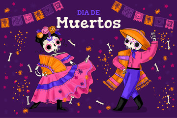 Fototapeta na wymiar Day Of The Dead background. Dia De Los Muertos. Vector Illustration. 