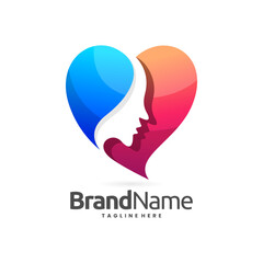 mental health logo in heart or love shapes concept