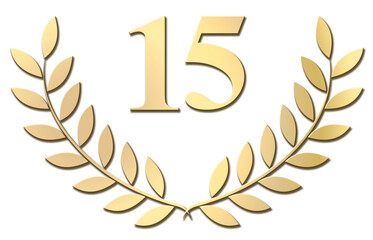 Gold laurel wreath 15 PND isolated on a white background