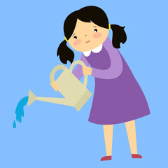 girl watering from a sprinkler