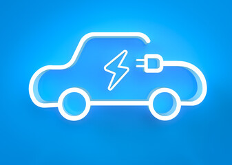 ev car icon or electric vehicle sign