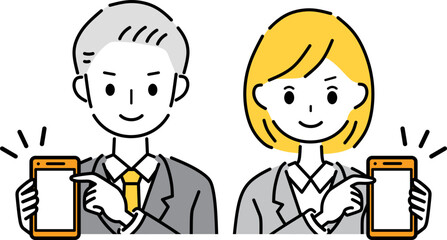 スマホを指差すビジネスパーソン