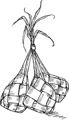 Sketch Ketupat icon symbol template for graphic and web design , vector illustration