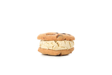 Concept of sweet food, cookies with ice cream, isolated on white background