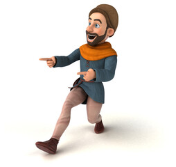 Fototapeta na wymiar Fun 3D cartoon medieval man