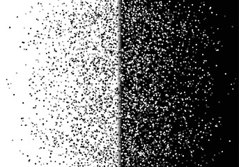 Black and white background. Fight backgrounds competition. Opposition contrast. Effect of falling of small monochrome particles, squares. Vector design element