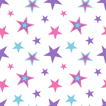 Girly pattern with stars in y2k style. Vector seamless illustration.