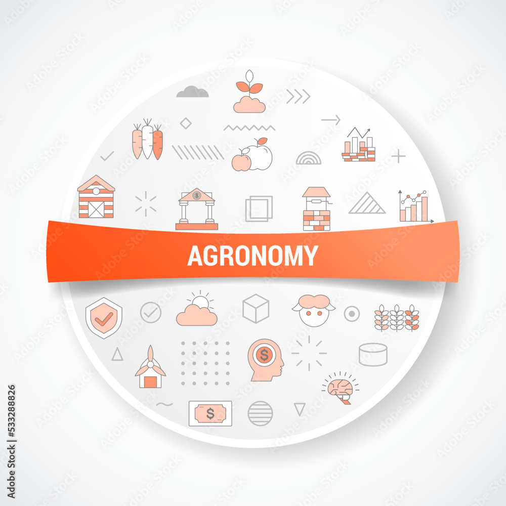 Poster agronomy concept with icon concept with round or circle shape for badge