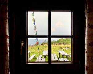  window from a mountain hut