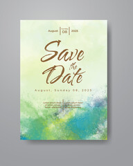 Save the date with watercolor background. Design for your invitation.