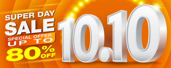 10.10 Super day sale Banner design Big promotion to support the nine month sale of products online. Ads for the web, Social media and online shopping.