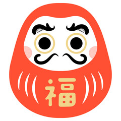 日本のお正月イメージイラスト素材_ダルマ