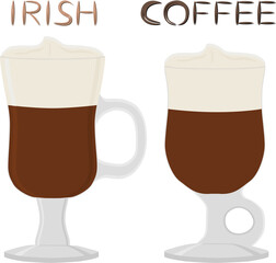 cream cocktail Irish coffee in glass cup with foam